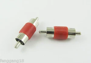 10 RCA Cable Coupler AV Audio Adapter Connector Male to RCA Male Plug Nickel Red - Picture 1 of 1