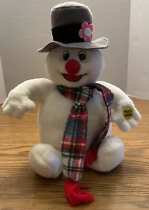 Gemmy Singing Frosty The Snowman With Plaid Scarf Christmas Vintage Plush WORKS - Picture 1 of 6