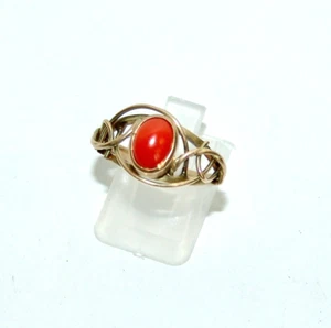 Ring Koralle Gold 333 Vintage Damenring Korallenperle 60er Jahre - Bild 1 von 10