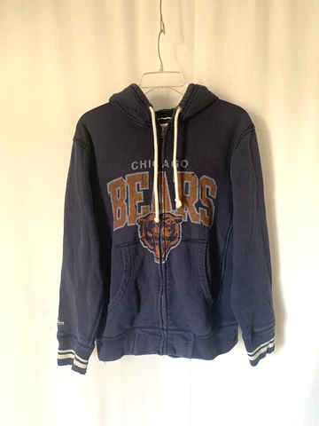 Chicago Bears Hoodie Sweatshirt Mens Medium Mitchell & Ness Full Zip Pockets Cover