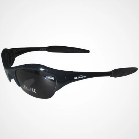 SEATTLE SEAHAWKS SUNGLASSES BLACK WING BLADE UV PROTECTION AND W/FREE POUCH/BAG Cover