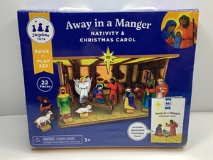 Away In A Manger Nativity & Christmas Carol Book & Play Set Characters Barn Case - Picture 1 of 4