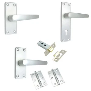Elements Door Handles, Aluminium Lever on Rose, Modern Design, Complete Sets - Picture 1 of 4