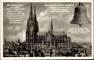 KÖLN am Rhein ~1940 Kölner Dom und Die deutsche Glocke Postkarte frankiert - Picture 1 of 2
