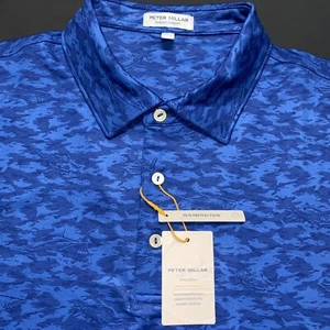 New Pete Millar S, M  Shirt Crown Sport Camo Fish Blue Polo Summer Comfort - Picture 1 of 16
