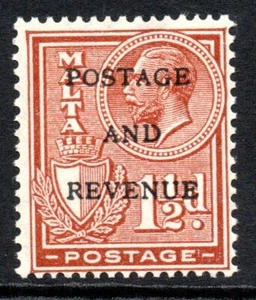 MALTA Stamp SG 178 1928 1½d Chestnut FLAW VARIETY - BROKEN "D" Mounted Mint - Picture 1 of 3