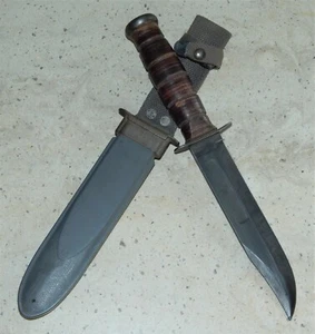 Original WWII Ka-Bar USN MK2 Navy Fighting Knife KABAR NORD BM Scabbard Sheath - Picture 1 of 12