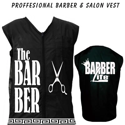 Chaleco de peluquero, chaqueta de peluquero, chaleco de estilista de peluquero, chaleco negro, uniformes de peluquero Foto 1 de 2