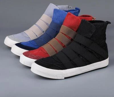 Nuevas botas altas de lona sin cordones para hombre zapatos informales suaves zapatos de lona lisa Foto 1 de 4