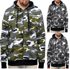 Mens Camouflage Jungle Hoodies ZIP UP Jackets Hooded Jumper Sweatshirt Hoody - Picture 1 of 3