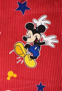 VTG Mickey Mouse Fabric Remnant Red Dancing Mickey Stars Cotton A10 - Picture 1 of 4