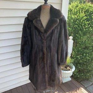 Umber Dusk Mahogany Mink Coat with Hood - Picture 1 of 9