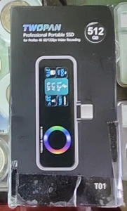 512 GB Ex TWOPAN Magnetic Portable iPhone SSD for ProRes 4K 60/120fps Video - Picture 1 of 9