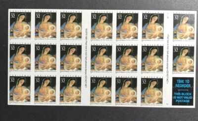 U.S. Stamps SC# 3112a. 32¢ Madonna & Child Booklet Pane of 20, 1996. P#5556-2 - Image 1 of 2