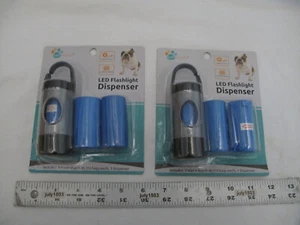 (2) NEW Pet Waste Bag Dispensers w/ LED Flashlight Dog Poop Pickup Bags - Picture 1 of 4