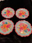 The Pioneer Woman Sunny Days Coral Floral Melamine Dinner Plates  Set Of 4 NEW