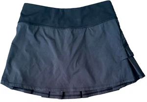 IVIVVA LULULEMON Set The Pace Black Tennis Skirt Skort Girl's 10 - Picture 1 of 3