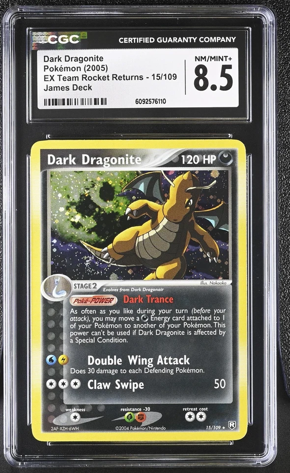 CGC 8.5 Dark Dragonite EX Team Rocket Returns 15/109 Holo SWIRL Pokemon Card - Image 1 of 2