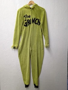NWT Dr Seuss The Grinch One Piece Pajamas Hoodie Christmas Costume Unisex Small - Picture 1 of 6