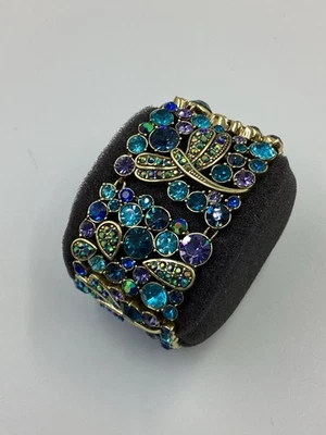 HEIDI DAUS "Fantasy in Flight" Pulseira de Cristal Floral Libélula AZUL - Na Caixa - Imagem 1 de 4