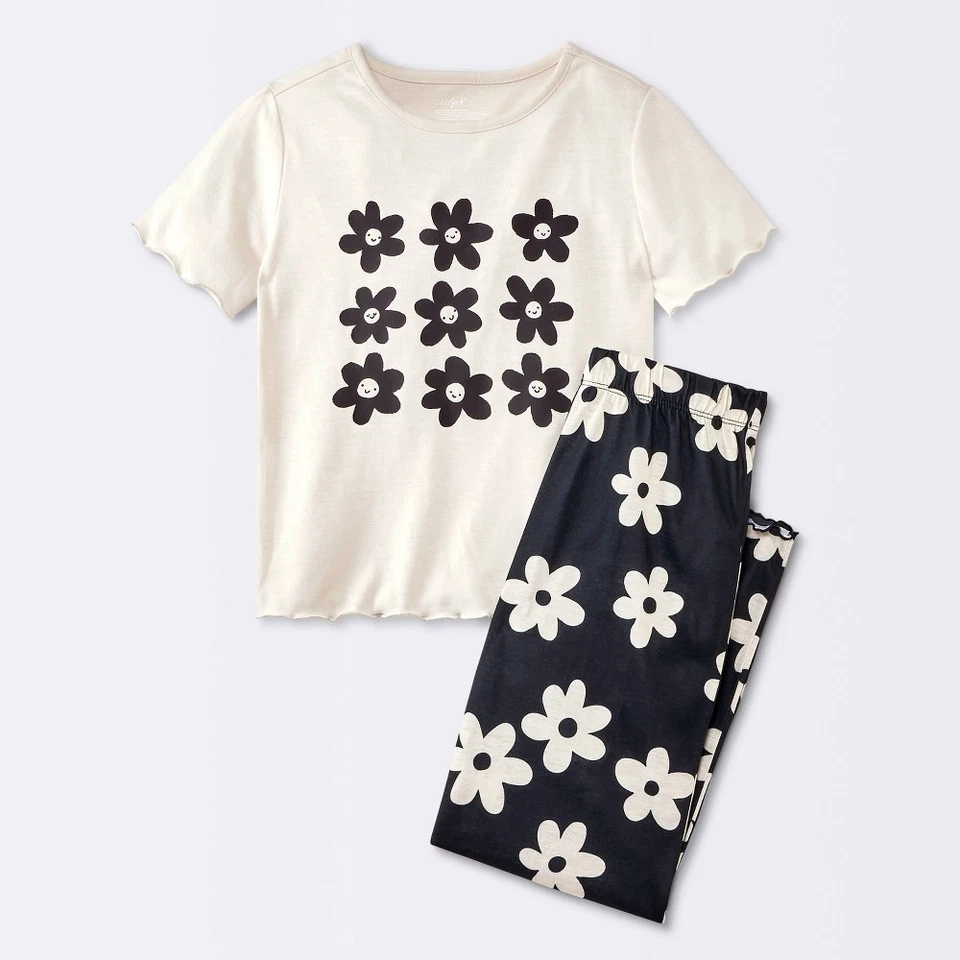 Cat & Jack Girl's 2 Piece Pajama Set MEDIUM (8) Daisies Short Sleeve & Pants - Image 1 of 1