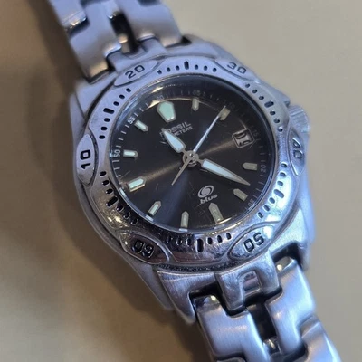 Women's FOSSIL Blue All Stainless Steel, Gray Dial Bracelet Watch, 28mm, AM3602 - Image 1 of 4