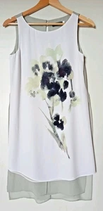 Mint Velvet Tunic Size 6 Sleeveless Split Sides Layered Floral White Pale Green - Picture 1 of 12