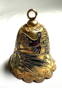 Campana Cloisonne esmaltada vintage con apertura festoneada 2,5" x 2,25" - Imagen 1 de 10