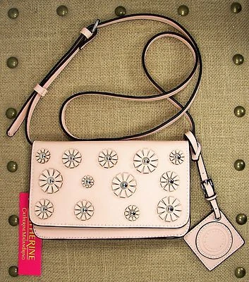 Catherine Malandrino Juliet Crossbody Purse Blush Faux Leather Flowers Studs - Image 1 of 4