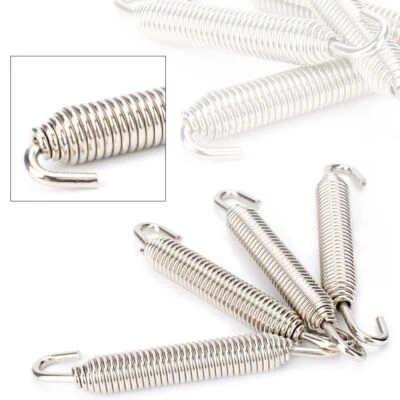 2PCS 83mm Motorcycle Silver Short Outlaw Racing Stainless Header Exhaust Springs - Image 1 of 4