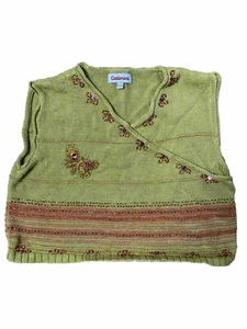 Catamini Girls Lightweight Sweater Vest Beaded Butterfly 10A French - Picture 1 of 5