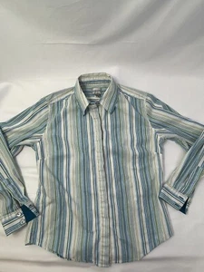 CAMISA CON BOTONES A RAYAS AZULES CHICO'S TALLA 0 (pequeña) algodón spandex excelente - Imagen 1 de 6