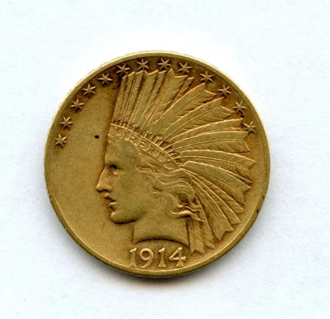 1914 Ten Dollar Indian $10 Very Fine Condition Cover