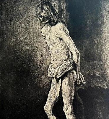 Rembrandt 1944 Jesus Christ At The Column Gravure Phaidon Art Print DWU9 - Image 1 of 2