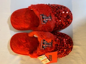 FOCO Women's NCAA College Texas Tech Red Raiders Sequin Slippers - Size 7-8 S - Picture 1 of 10