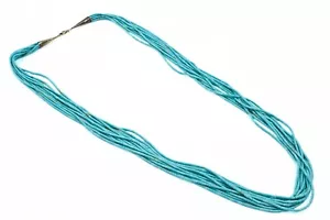 Exquisite Navajo Liquid Silver Turquoise Bead 10 Strands Necklace - Picture 1 of 7