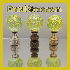Yellow Speckled Clear Glass Lamp Finial Nickel/Polished/Antique Brass Bases