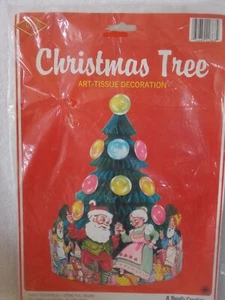 New 1987 Beistle Creation Honeycomb Christmas Tree Santa Art Tissue Decoration - Picture 1 of 5