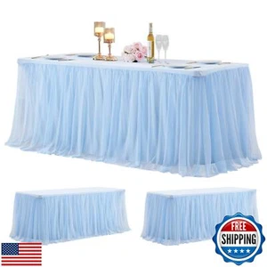 2er Pack Baby Blau Tüll Tischdecke Rock für 6 Fuß Rechteck Tische-Baby Sh - Bild 1 von 5