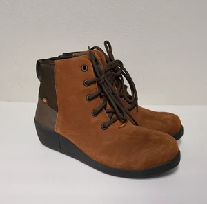 Womens Bogs Audrey Wedge Suede Safety Boots Composite Toe Sz 8 M Cognac Brown - Picture 1 of 6