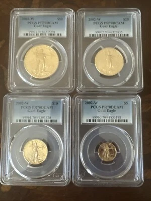 2002-W 4-COINS ($50 $25 $10 $5) SET GOLD EAGLE PCGS PR70 PROOF PF70 PR-70 - Image 1 of 2