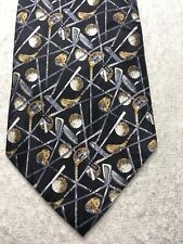 MUSEUM ARTIFACTS MENS TIE BLACK WITH GOLF CLUBS AND BALLS 4 X 61 NWOT