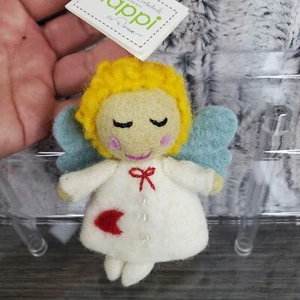 Marca Happi Lana Ángel de la Guarda Hada Pacífico Adorno de Navidad Pelo Dorado 4" - Imagen 1 de 6