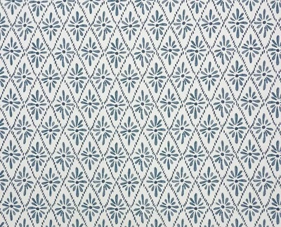 BALLARD DESIGNS CARBELLA BLUE GEOMETRIC FLORAL MULTIPURPOSE FABRIC BY YARD 54"W - Image 1 of 4