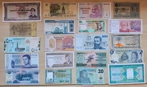 LOT 20 DIFERENT BANKNOTES OF WORLD CIRC. to UNC Biafra,Pakistan,Yemen,Cayman,etc - Picture 1 of 2