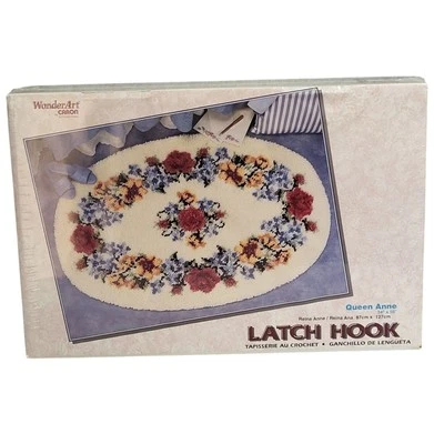 Wonder Art Caron Queen Anne Latch Hook Kit Floral Rug #4490 Victorian NEW SEALED - Image 1 of 4