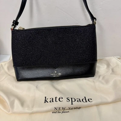 Сумка через плечо Kate Spade Lola черная блестящая с сумочкой мешок для пыли - Изображение 1 из 4