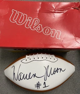 WARREN MOON Autographed Signed Wilson FOOTBALL NFL - Picture 1 of 2