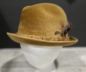Royal Coachman By Dobbs Vintage Khaki Color Felt Hat Fedora Size 6 7/8 - Picture 1 of 14