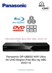 Panasonic DP-UB820 WiFi 4K UHD Completamente Multi Región Blu-ray ABC DVD 1-6 Reproductor - Imagen 1 de 11